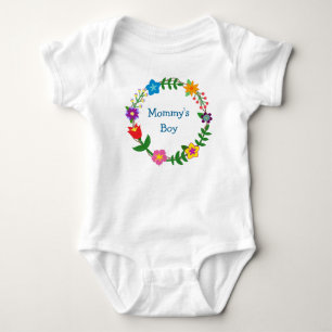 Cute Elegant Mummy's Boy Love Floral Frame Flowers Baby Bodysuit