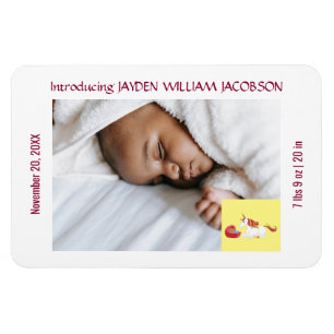 Cute Elegant New Baby Unicorn Birth Announcement Magnet
