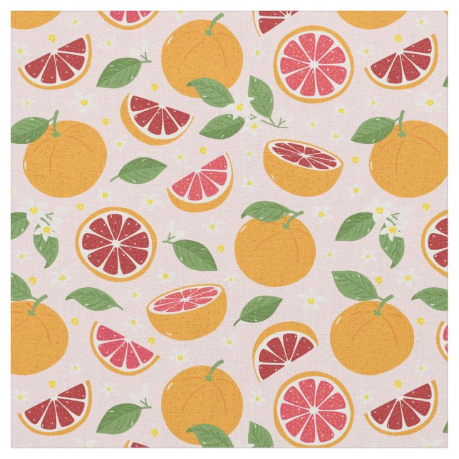Cute elegant Oranges on light pink Fabric (Close Up)