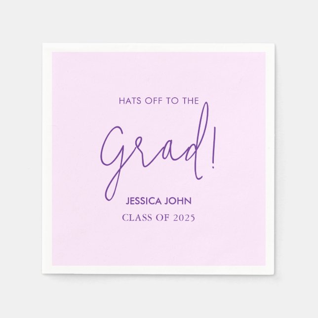 Cute Elegant Purple Congratulations Graduation  Napkin (Front)