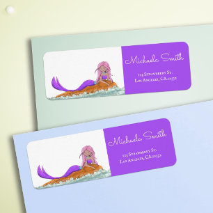 Cute Elegant Purple Mermaid Return Address Label