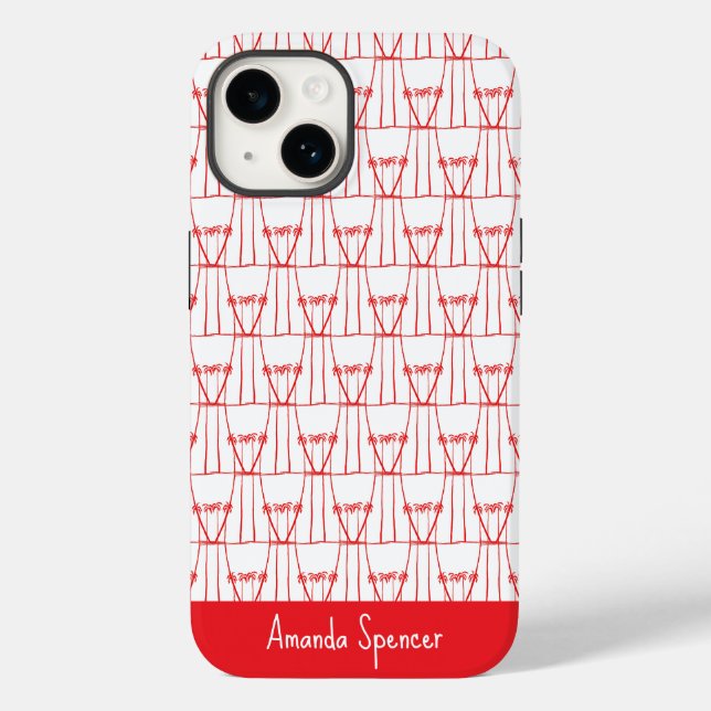 Cute, elegant Red Silhouette Coconut Trees  Case-Mate iPhone Case (Back)