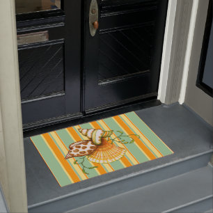Cute Elegant Stylish Seashells Stripes Pattern Doormat