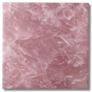 Cute Elegant Trendy Baby Pink Rose Quartz Crystal Ceramic Tile