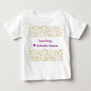 Cute Elegant Trendy Gold Stars Name Love Godmother Baby T-Shirt