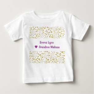 Cute Elegant Trendy Gold Stars Name Love Grandma Baby T-Shirt