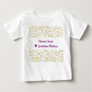 Cute Elegant Trendy Gold Stars Name Love Grandma Baby T-Shirt
