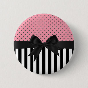 Cute elegant trendy stripes polka dots pattern 6 cm round badge