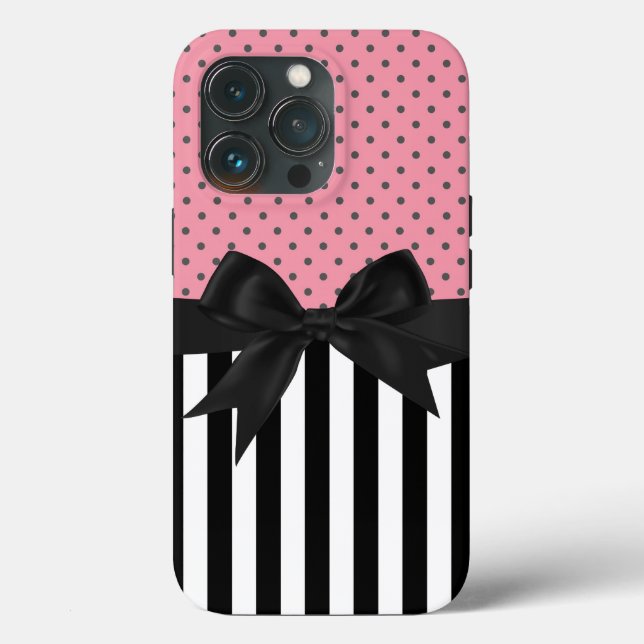 Cute elegant trendy stripes polka dots pattern Case-Mate iPhone case (Back)