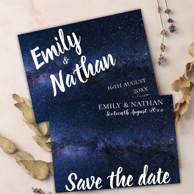 Cute Elegant Under The Stars Typography Wedding Save The Date (Cute Elegant Under The Stars Typography Wedding Save The Date)