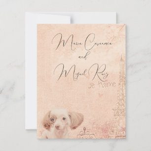 cute elegant vintage dog paris invitation