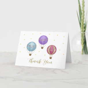 Cute Elegant Vintage Hot Air Balloon Baby Shower Thank You Card