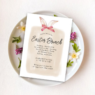 Cute Elegant Watercolor Bunny Easter Brunch  Invitation