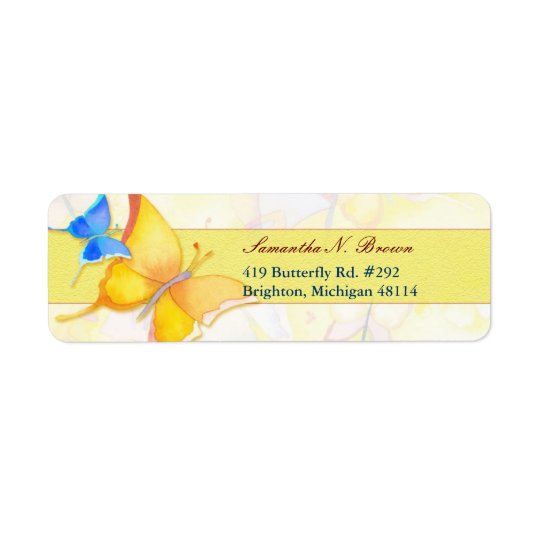 Cute Elegant Watercolor Butterfly Business Return Address Label