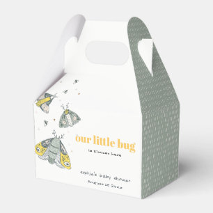 Cute Elegant Yellow Grey Little Bug Baby Shower Favour Box