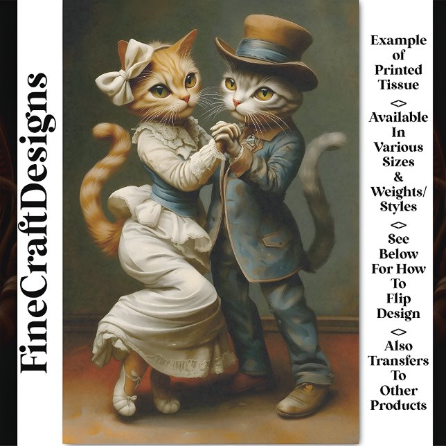 Cute Elegantly Dressed Dancing Cats BX1 Decoupage Tissue Paper (Creator Uploaded)