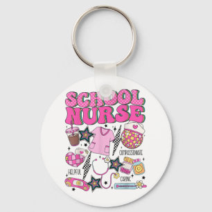 Cute Elementary School Nurse Student Teacher Back Key Ring