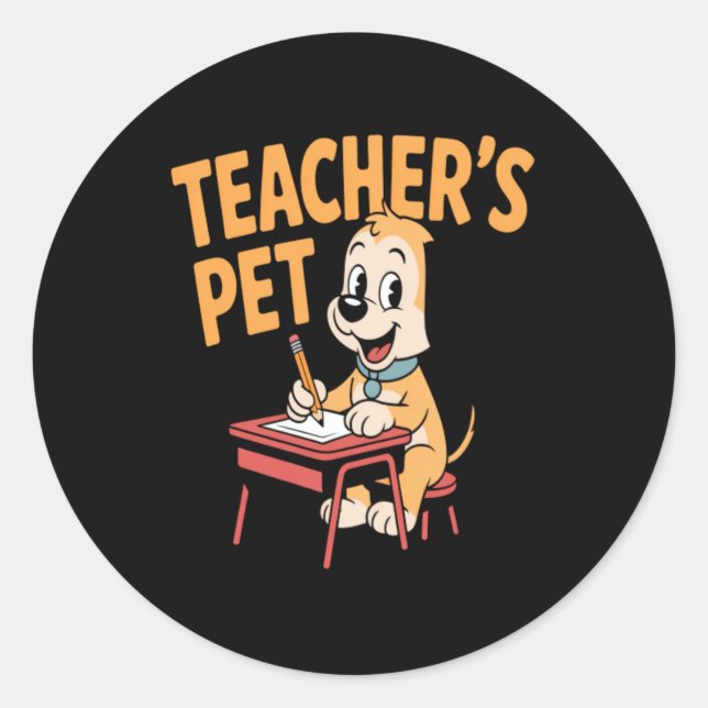 Cute Elementary School Student Dog Funny Teachers Classic Round Sticker (Front)