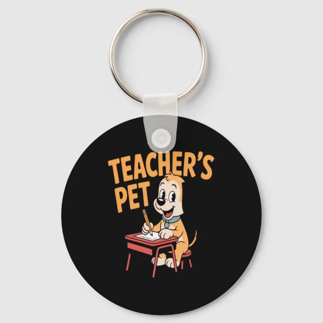 Cute Elementary School Student Dog Funny Teachers Key Ring (Front)