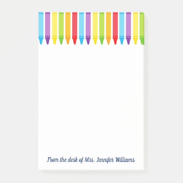 Cute Elementary School Teacher Crayon Custom Post-it Notes (Front)