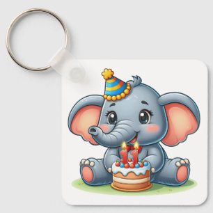 Cute Elephant 11th Birthday Key Ring