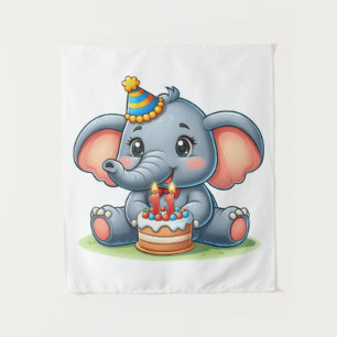 Cute Elephant 11th Birthday Tapestry