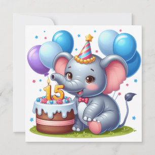 Cute Elephant 15th Birthday