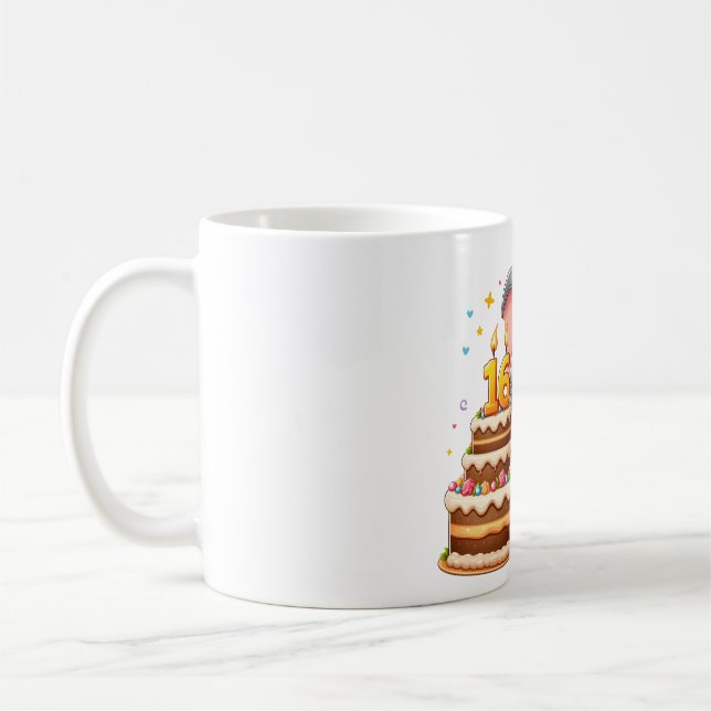 Cute Elephant 16th Birthday Coffee Mug (Left)