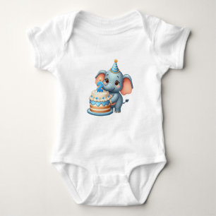 Cute Elephant 2nd Birthday Baby Bodysuit