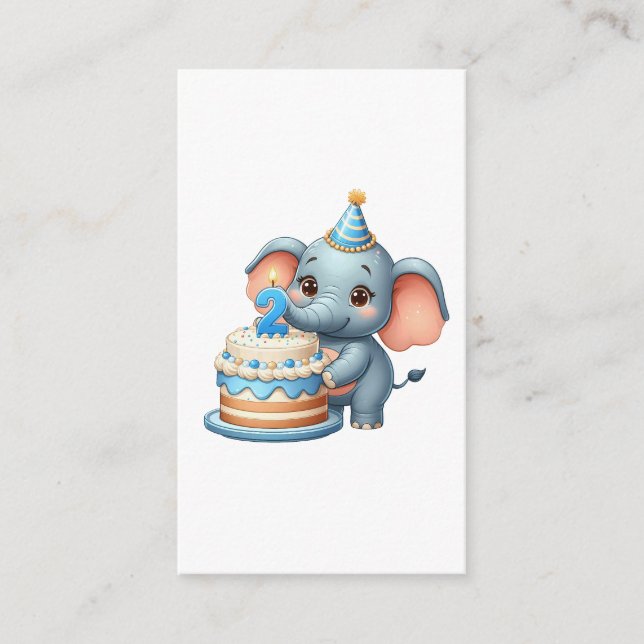 Cute Elephant 2nd Birthday Enclosure Card (Front)