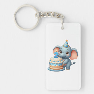 Cute Elephant 2nd Birthday Key Ring