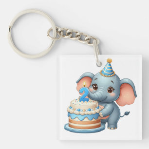 Cute Elephant 2nd Birthday Key Ring