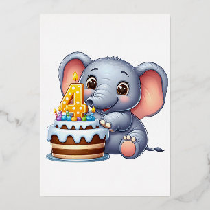 Cute Elephant 4th Birthday