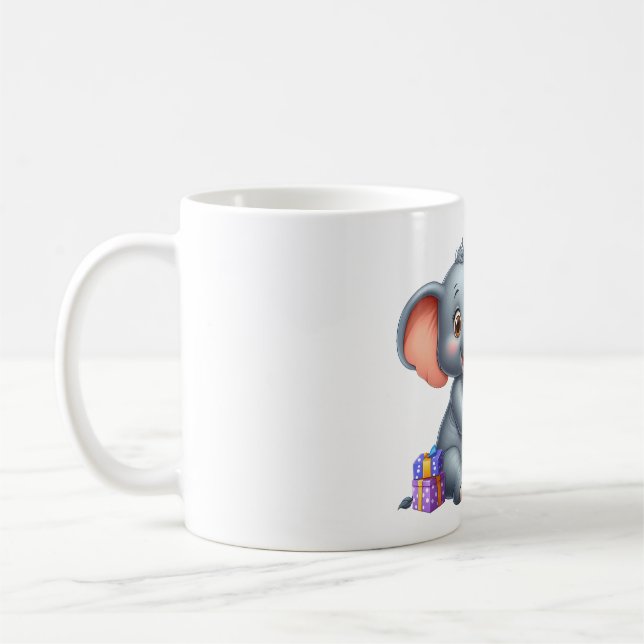 Cute Elephant 5th Birthday Coffee Mug (Left)