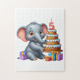 Cute Elephant 5th Birthday Jigsaw Puzzle