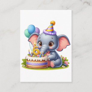 Cute Elephant 6th Birthday Enclosure Card
