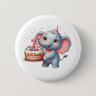 Cute Elephant 7th Birthday 6 Cm Round Badge