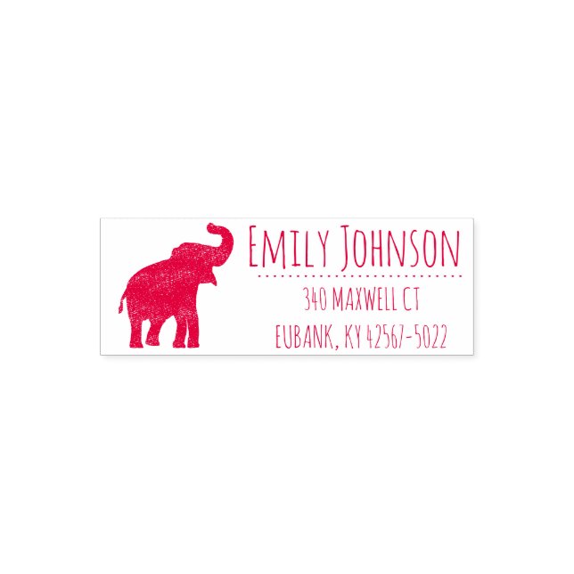 cute elephant address self-inking stamp (Design)