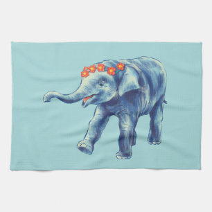 Cute Elephant African Savana Animal Tea Towel