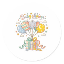 Cute Elephant and Balloons Design For Baby Shower 
