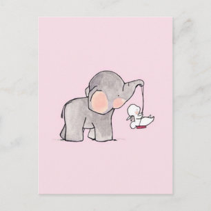Cute Elephant and Bunny Postcard