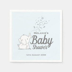 Cute Elephant and Confetti Blue Baby Shower Napkin