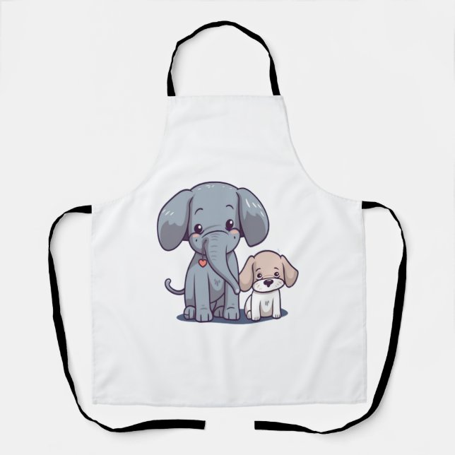 Cute Elephant and dog    Apron (Front)