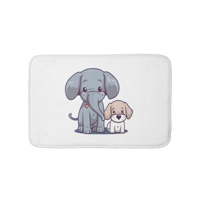 Cute Elephant and dog    Bath Mat (Front)