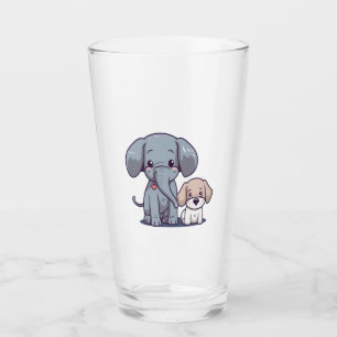 Cute Elephant and dog Glass