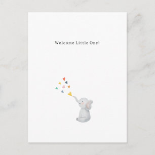 Cute Elephant And Hearts Welcome New Baby Card