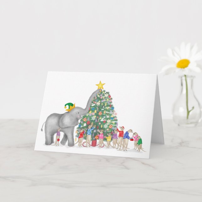 Cute elephant and meerkats Christmas card (Small Plant)