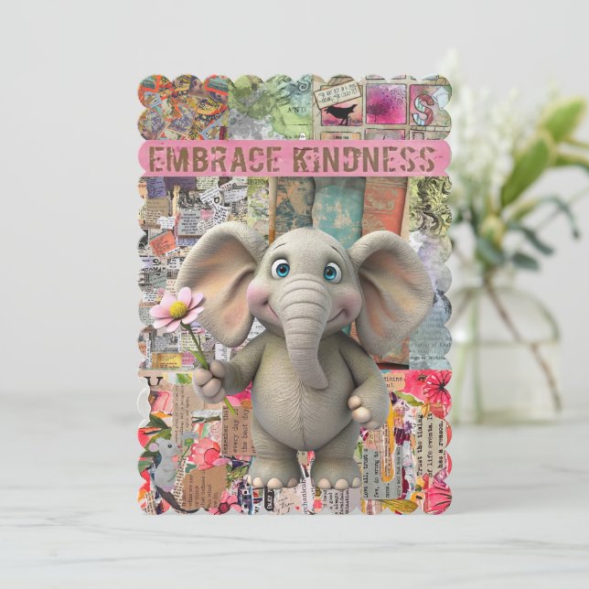 Cute Elephant and Mouse Greeting Card (Standing Front)