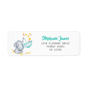 Cute Elephant and Stars Baby Shower Return Address Label