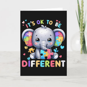 Cute Elephant Autism Awareness Its Ok To Be Differ Card